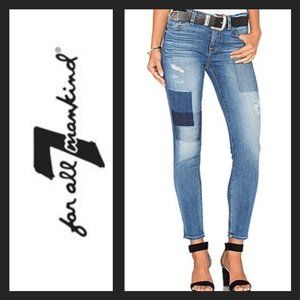 7 FOR ALL MANKIND LIGHT PATCH ANKLE SKINNY JEANS